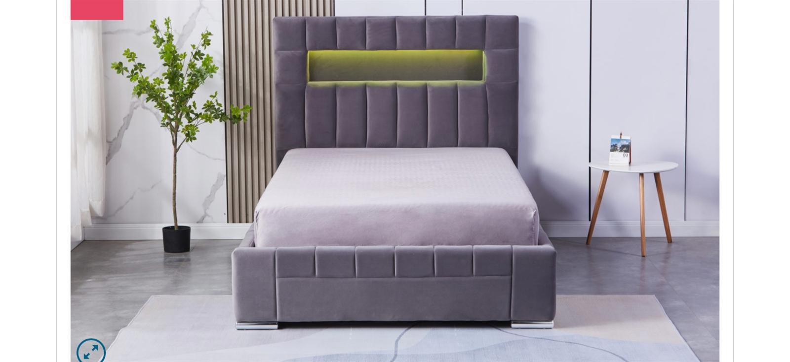 Säng med gavlar i mörkgrå sammet, 90x200 cm