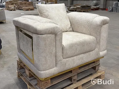 Fåtölj, beige sammet