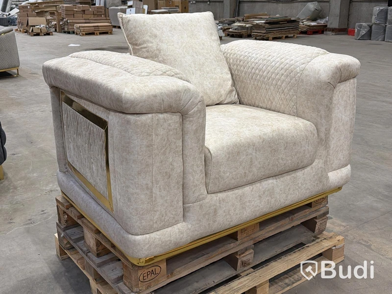 Fåtölj, beige sammet