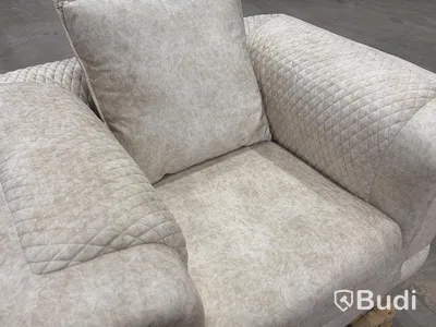 Fåtölj, beige sammet