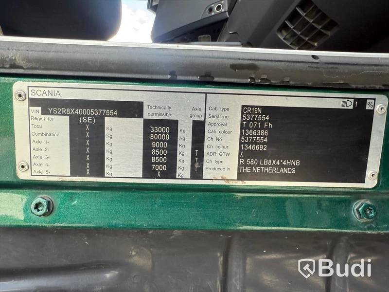 Tippbil Scania R580lb -2015