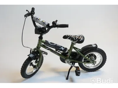 Cykel Tiger, BMX, hjul 12 tum, ram 6 tum, olivgrön