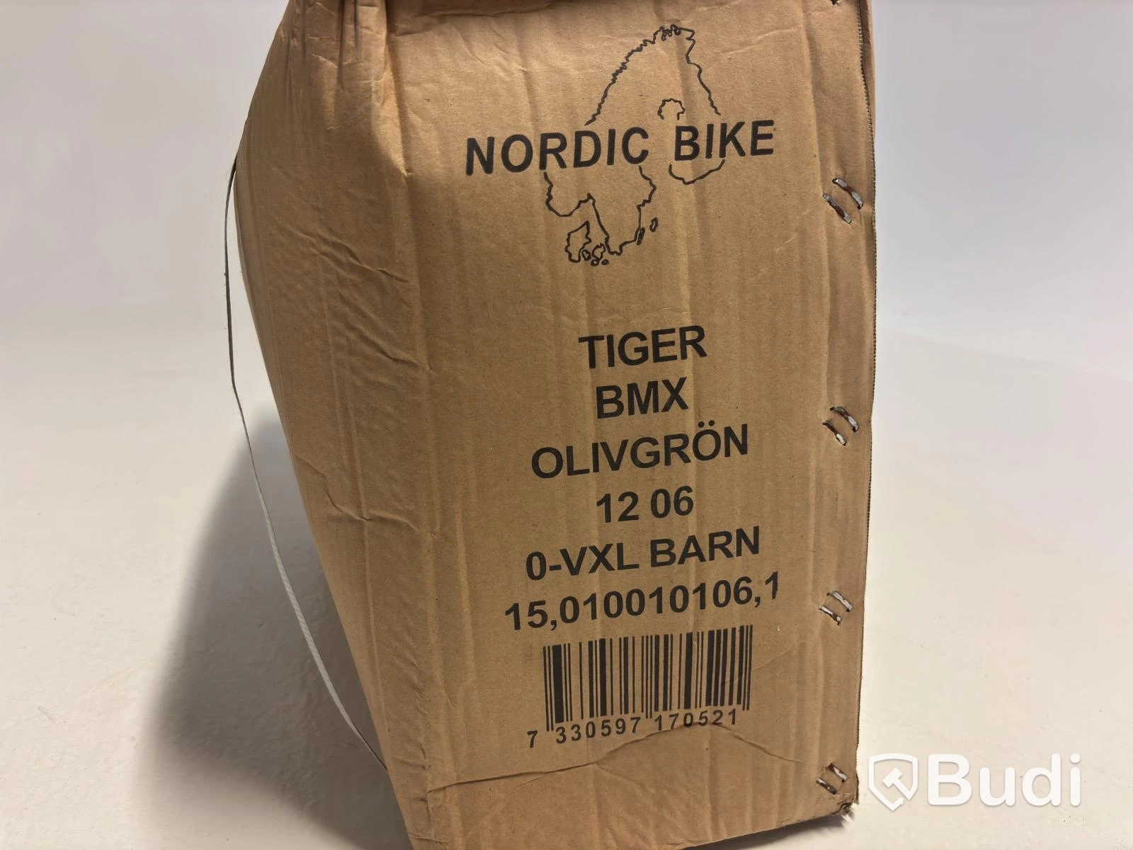 Cykel Tiger, BMX, hjul 12 tum, ram 6 tum, olivgrön