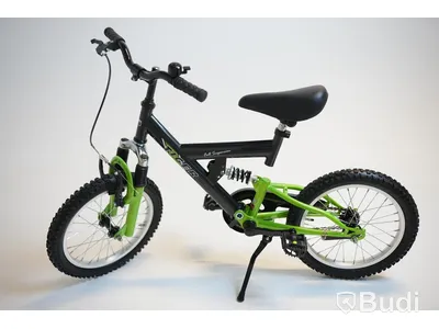 Cykel Tiger, MTB heldämpad, hjul 16 tum, ram 8 tum, svart/grön