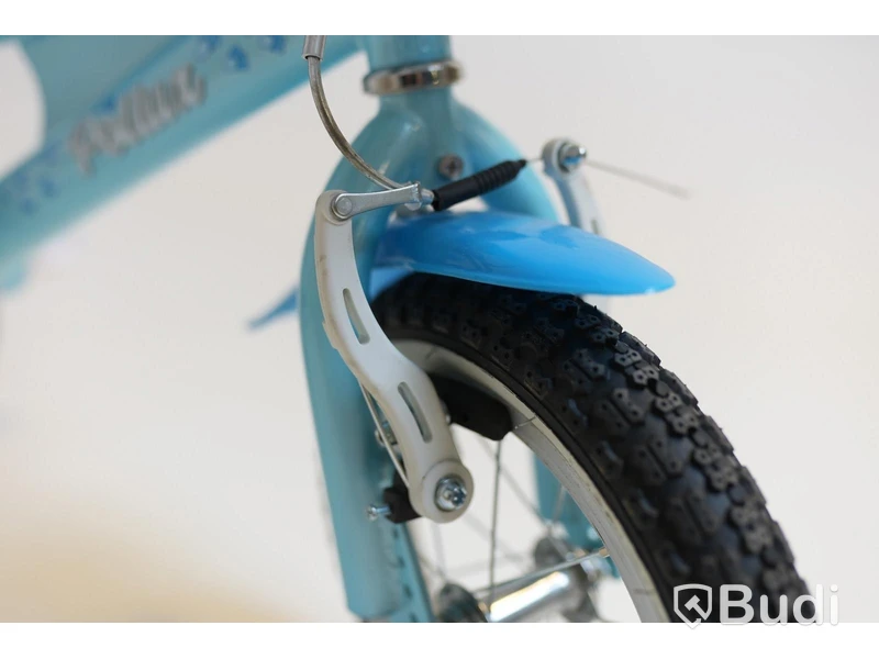 (NEW) Pollux bicycle incl. training wheels, with doll seat, 12-inch wheels, 6-inch frame, blue