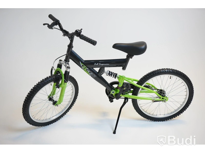 Cykel Tiger, MTB heldämpad, hjul 20 tum, ram 10 tum, svart/grön