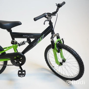 Cykel Tiger, MTB heldämpad, hjul 20 tum, ram 10 tum, svart/grön