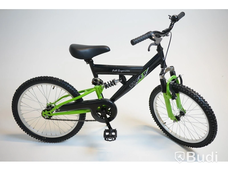 Cykel Tiger, MTB heldämpad, hjul 20 tum, ram 10 tum, svart/grön