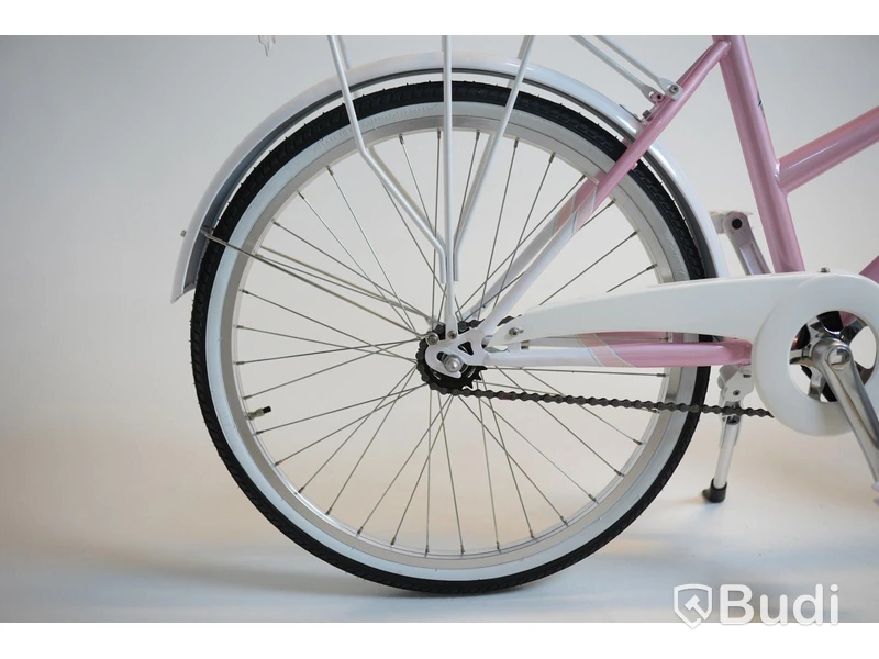 Cykel Svalan, City, hjul 24 tum, ram 14 tum, vit/ljus rosa