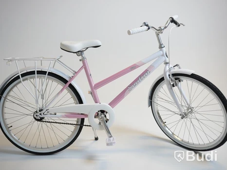 Cykel Svalan, City, hjul 24 tum, ram 14 tum, vit/ljus rosa