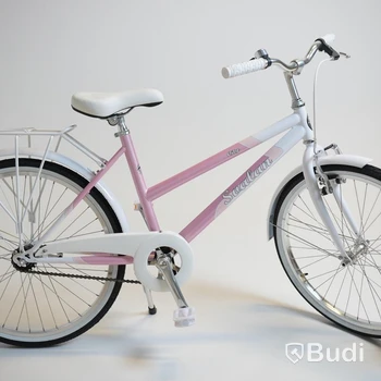 Cykel Svalan, City, hjul 24 tum, ram 14 tum, vit/ljus rosa