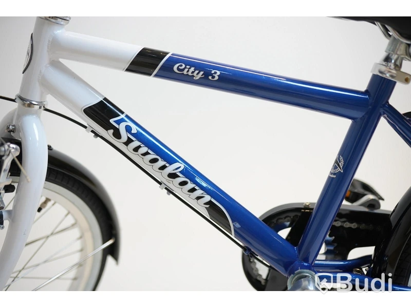 Cykel Svalan, City3, hjul 20 tum, ram 10 tum, vit/blå
