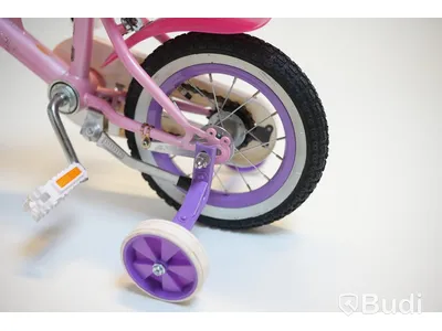 Cykel inkl. stödhjul Pollux, med docksits, hjul 12 tum, ram 6 tum, rosa