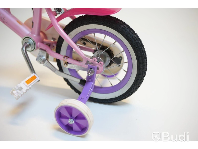 Cykel inkl. stödhjul Pollux, med docksits, hjul 12 tum, ram 6 tum, rosa