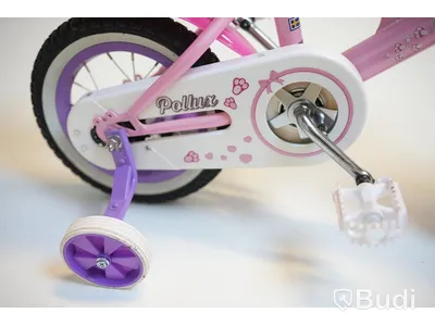 Cykel inkl. stödhjul Pollux, med docksits, hjul 12 tum, ram 6 tum, rosa