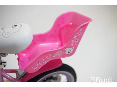 Cykel inkl. stödhjul Pollux, med docksits, hjul 12 tum, ram 6 tum, rosa
