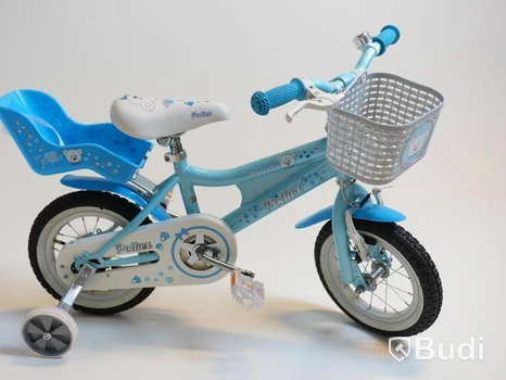 Cykel inkl. stödhjul Pollux, med docksits, hjul 12 tum, ram 6 tum, blå