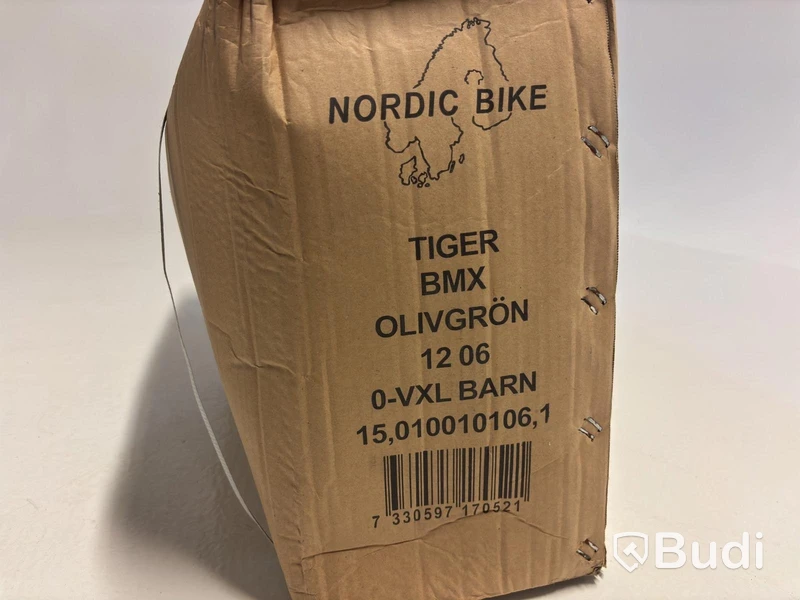Cykel Tiger, BMX, hjul 12 tum, ram 6 tum, olivgrön