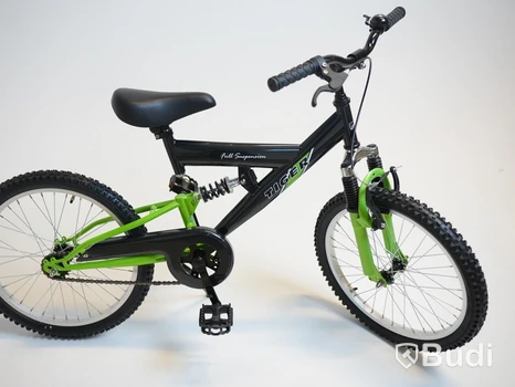 Cykel Tiger, MTB heldämpad, hjul 20 tum, ram 10 tum, svart/grön