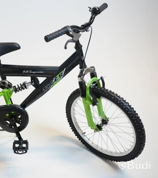 Cykel Tiger, MTB heldämpad, hjul 20 tum, ram 10 tum, svart/grön