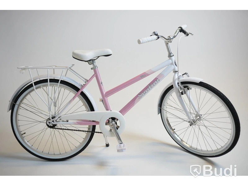 Cykel Svalan, City, hjul 24 tum, ram 14 tum, vit/ljus rosa