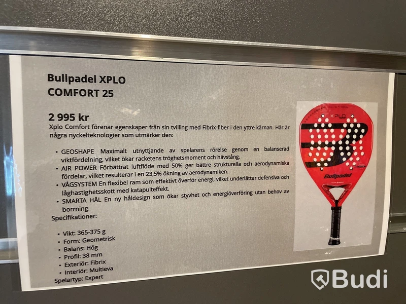 Padelracket Bullpadel - XPLO comfort 2025, ord. pris 2495 kr