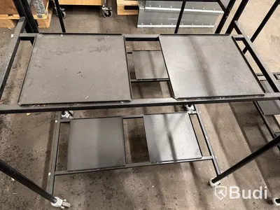 4 st. Rullvagn, Bakers AB, metall, svart, fyra hyllor