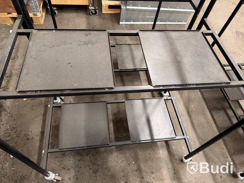 4 st. Rullvagn, Bakers AB, metall, svart, fyra hyllor