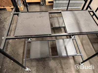 4 st. Rullvagn, Bakers AB, metall, svart, fyra hyllor