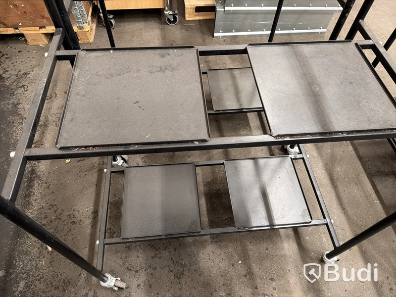 4 st. Rullvagn, Bakers AB, metall, svart, fyra hyllor