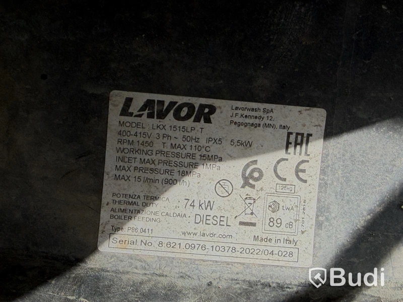 Hetvattentvätt Lavor LXK 1515 LP T, 3-fas, 5500 W