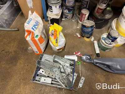 Metal shelving unit with contents