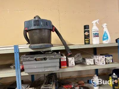 Metal shelving unit with contents