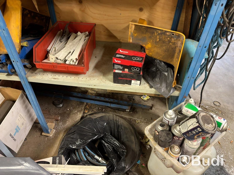 Metal shelving unit with contents
