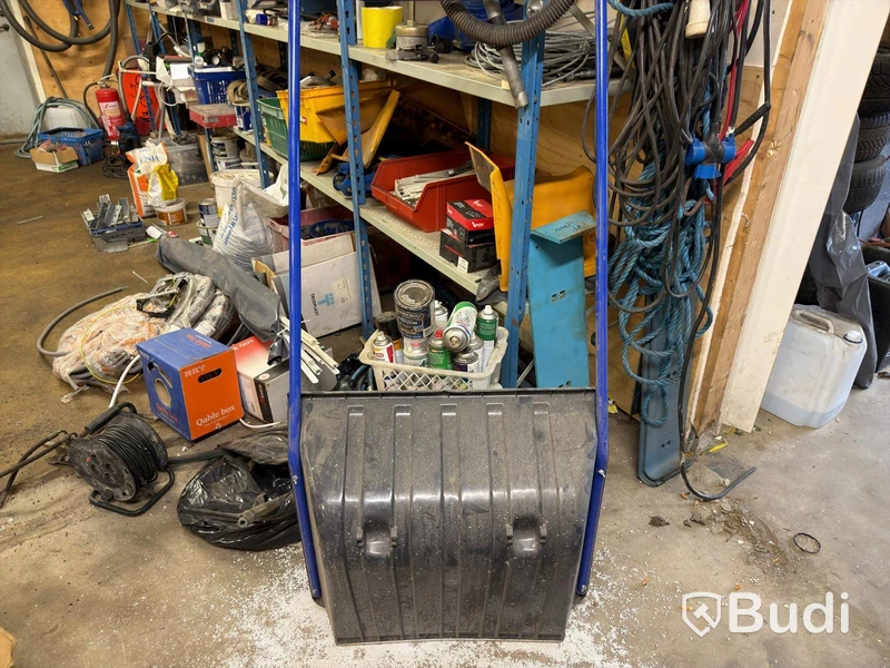 Metal shelving unit with contents