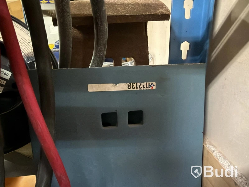 Metal shelving unit with contents