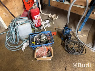 Metal shelving unit with contents