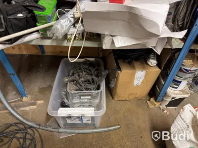 Metal shelving unit with contents