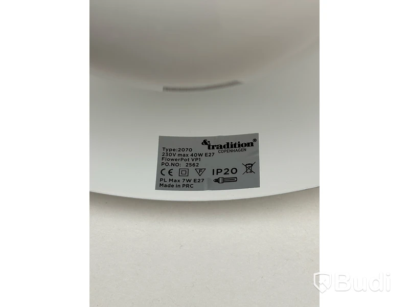 Taklampa &Tradition, Flowerpot VP1 vit, Ord. pris inkl. moms: ca 2680 kr