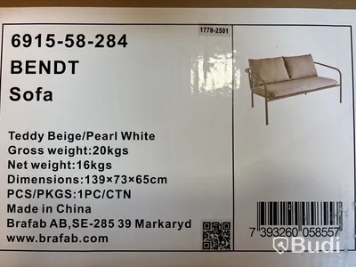 Soffa Brafab, Bendt, Teddy Beige/Pearl White. Ord. pris inkl. moms: ca 6495 kr