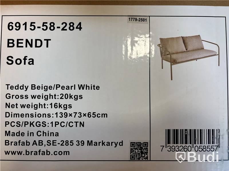 Soffa Brafab, Bendt, Teddy Beige/Pearl White. Ord. pris inkl. moms: ca 6495 kr