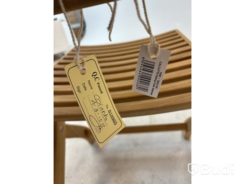 2 st. Ihopfällbara trästolar Brafab Calcutta chair stainless, 1996/Dj6212R. Ord. pris inkl. moms: ca 5000 kr.