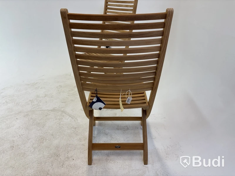 2 st. Ihopfällbara trästolar Brafab Calcutta chair stainless, 1996/Dj6212R. Ord. pris inkl. moms: ca 5000 kr.
