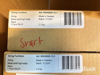 2 st. Hyllplan String, Hög Kant Metall, svart ord. pris inkl. moms ca 1200 kr