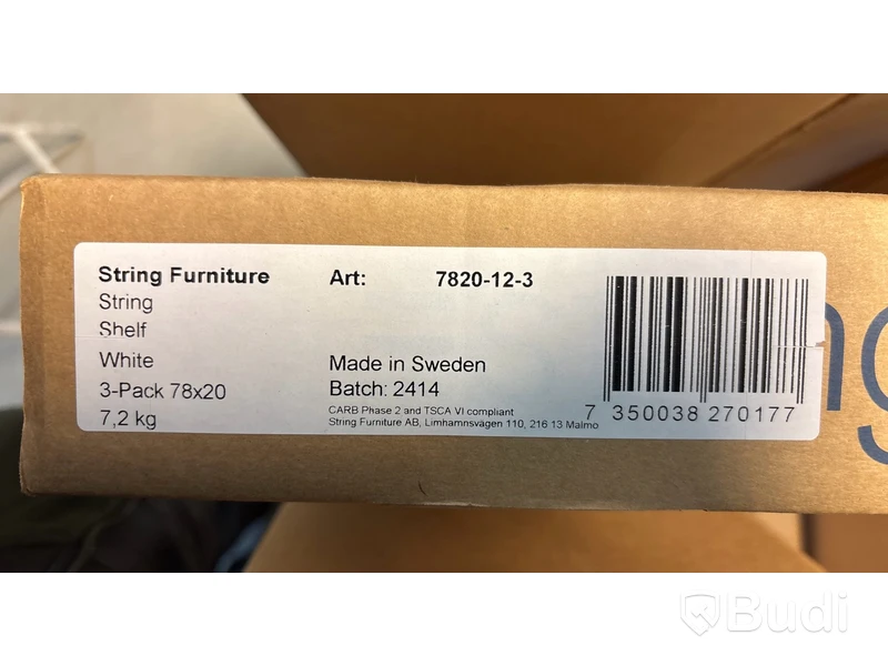 3 st. Hyllplan String, vit 78x20  Ord. pris inkl. moms: ca 1100