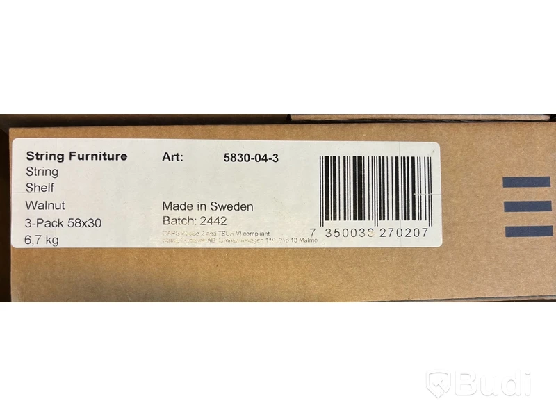 3 st. Hyllplan String, valnöt 58x30, Ord. pris inkl. moms: ca 1400 kr