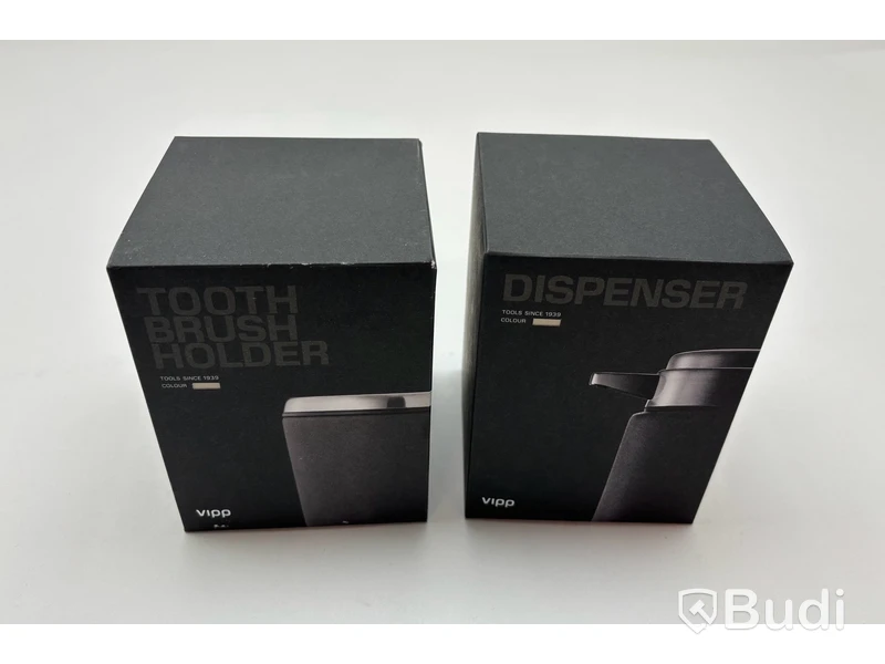 Tvåldispenser och tandborstshållare Vipp, beige, Totalt ord. pris inkl. moms: ca 2100 kr