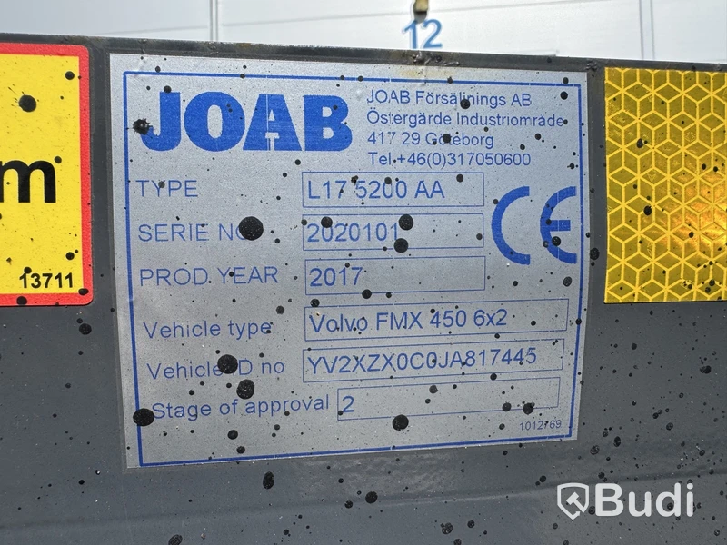 Kranväxlare Volvo FMX 12.7 450 6*2 I-Shift -2017 | HMF | JOAB 17t