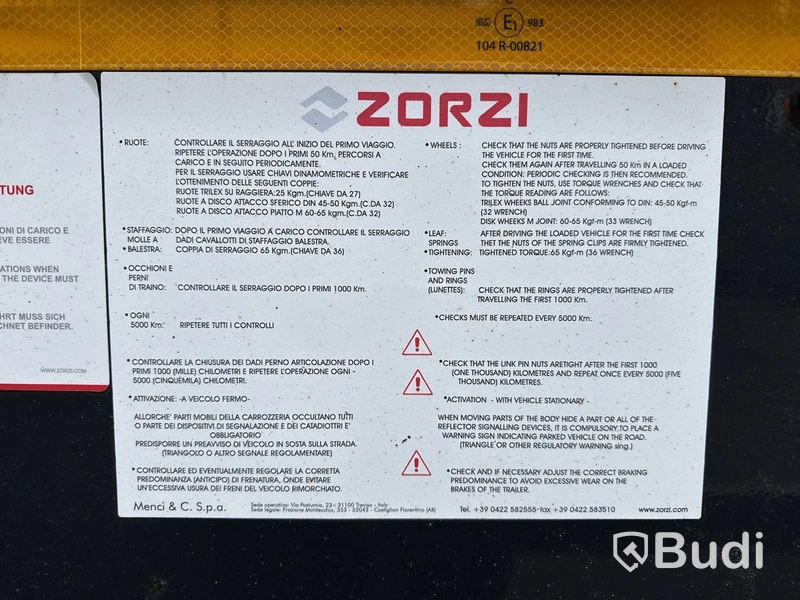 Schakttrailer Zorzi 36S075PRS -2023 | Nybesiktigad