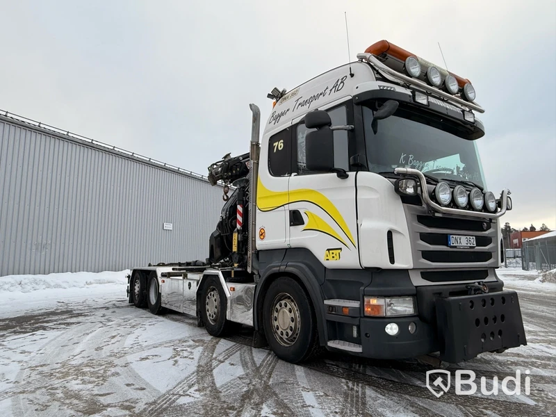 Kranväxlare Scania R480 8X2-6 -2013 | Fassi-kran | Palfinger 17T | Plogutrustad